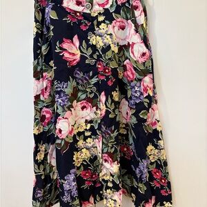 Floral Elegance Button-Down Midi Skirt